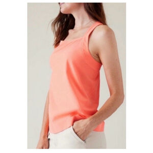 Athleta Arrival Tank Top Coral Size L Square Neck Cross Back UPF NWT